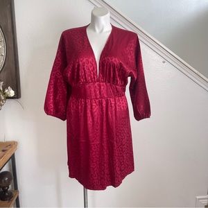 Red satin animal print dress size 2XL